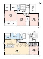 とにかく収納力に優れた間取りです。2面バルコニーで、どのお部屋にいても明るさを感じられます。