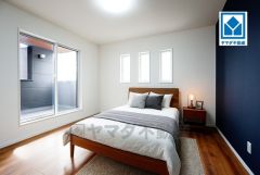 家具はイメージです。ご夫婦お二人のプライベートシーンを演出する寝室は、大容量のウォークインクローゼット付き。