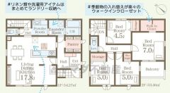 4ＬＤＫとウォークインクローゼットでゆとりのある暮らしが実現。リビングは17.8帖以上の開放感あふれる空間です。2階は洋室が4部屋あるので、お子様が大きくなっても安心ですね＾＾