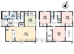 LDKと和室を合わせると20帖以上の大空間となります。2階は洋室が3部屋あるので、お子様が大きくなっても安心ですね＾＾