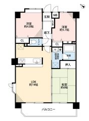 南西向きで日当たり良好。バルコニーへは2部屋から出られて便利＾＾各居室収納完備でお部屋が散らかりにくいです＾＾