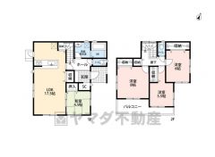 リビングは17.5帖の開放感あふれる空間です。2階は洋室が3部屋あるので、お子様が大きくなっても安心ですね＾＾