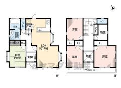 リビングは17帖以上の開放感あふれる空間です。2階は洋室が3部屋あるので、お子様が大きくなっても安心ですね＾＾