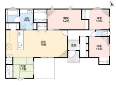 生活がワンフロアで完結する平屋建て＾＾広々LDK18帖＾＾全居室収納スペース完備＾＾