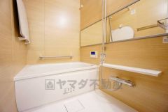 バスルームの洗い場の床材は水はけの良い素材を採用。カビが生えにくい設計になっております。