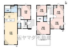 4ＬＤＫとウォークインクローゼットでゆとりのある暮らしが実現。リビングは18帖の開放感あふれる空間です。洋室が4部屋あるので、お子様が大きくなっても安心ですね＾＾