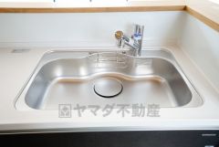 広々とした凸型シンクに洗剤ポケットを標準装備。大きなお鍋など洗いやすいです。