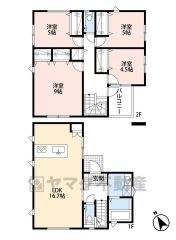 家具の配置がしやすい縦型リビングは16.7帖。2階は洋室が4部屋あるので、お子様が大きくなっても安心ですね＾＾