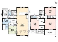 約20帖の広さを確保したＬＤＫは、和室と一体化して利用すると約25帖の大空間。