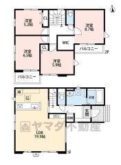 2面バルコニーと2面採光で光そそぐ空間設計。リビングは19帖以上の開放感あふれる空間です。