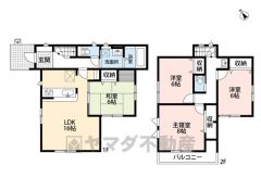 約16帖の広さを確保したＬＤＫは、和室と一体化して利用すると約22帖の大空間。2階は洋室が3部屋あるので、お子様が大きくなっても安心ですね＾＾
