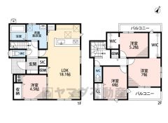 4ＬＤＫとウォークインクローゼットでゆとりのある暮らしが実現。水回りが1ヵ所に集中した家事導線に配慮した間取りです。