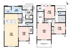 広々LDK18帖＾＾SIC、WIC、パントリー完備＾＾全居室収納スペース付きの充実した間取り＾＾