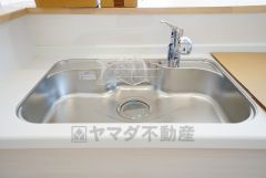 広々とした凸型シンクに洗剤ポケットを標準装備。大きなお鍋など洗いやすいです。