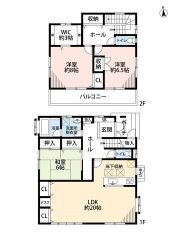 南向き。リビングは20帖のひろびろとした空間＾＾全居室6帖以上、収納付きでゆとりのある暮らしができます。主寝室には約3帖のWIC完備＾＾