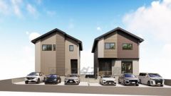 左から1号棟、3号棟。外壁はツートンカラーでスタイリッシュな外観で来客の時が待ち遠しくなりますね。