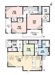 水回りが1ヵ所に集中した家事導線に配慮した間取りです。