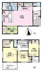 3LDK、畳コーナー付き＾＾広々LDK18帖＾＾開放感のある吹き抜け＾＾WIC完備。バルコニーは2面あります＾＾