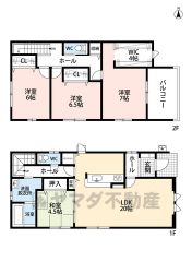 外出時・帰宅時に必ずリビングを通るリビングスルー階段採用＾＾LDKと和室を合わせると24.5帖の大空間となります。