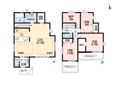 全室2面採光、風の通る気持ちの良い家。リビングは23帖以上の開放感あふれる空間です。広いLDKを探していた方に。