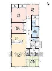 階段昇降がなく、子育てや介護がしやすい平屋＾＾LDKと和室を合わせると23帖の大空間となります。