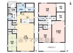 リビングイン階段でご家族が自然に顔を合わせられる間取り。2階には季節物の衣類もスッキリ収納できるウォークインクローゼットが2ヵ所付＾＾