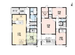 LDKと和室を合わせると22．7帖の大空間となります。全室2面採光、風の通る気持ちの良い住宅です＾＾