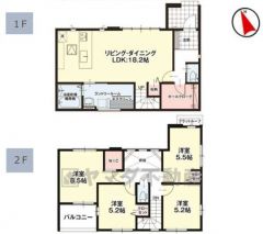 リビング上部が吹き抜けになった開放感のある間取り。ランドリールルームやホールクローク、WICが設けられています＾＾