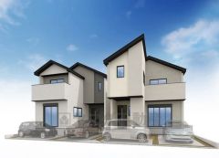 左から1号棟、2号棟。シンプルでいつまでも飽きのこないデザインが周囲の環境に調和し、どんなご家族にもフィットするデザインです。