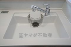 同仕様写真。広々とした凸型シンクに洗剤ポケットを標準装備。大きなお鍋など洗いやすいです。