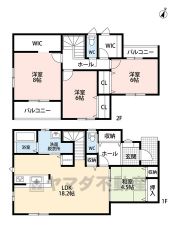 リビングは18帖の開放感あふれる空間です。2階は洋室が3部屋あるので、お子様が大きくなっても安心ですね＾＾