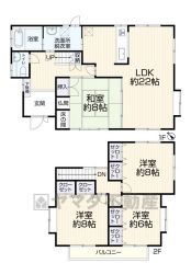 全居室6帖以上、収納付きのゆとりのある空間＾＾リビングは22帖と広々。居心地良く、ご家族皆がゆったり寛げる憩いの空間となりそうです。