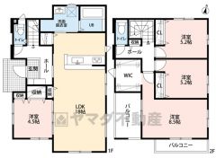 リビングは18帖の開放感あふれる空間です。2階は洋室が3部屋あるので、お子様が大きくなっても安心ですね＾＾嬉しい2面バルコニー。
