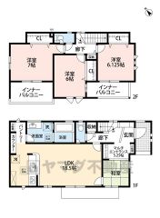 全室南西向きで陽当たりを1日中確保できる間取り。2階は洋室が3部屋あるので、お子様が大きくなっても安心ですね＾＾嬉しい2面バルコニー。