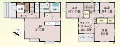 4.5帖のファミリースペースを確保＾＾ 全室2面採光で日当たり、風通し良好＾＾