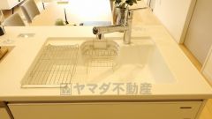 広々とした凸型シンクに洗剤ポケットを標準装備。大きなお鍋など洗いやすいです。