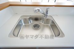 広々とした凸型シンクに洗剤ポケットを標準装備。大きなお鍋など洗いやすいです。