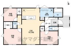 水回りが1ヵ所に集中した家事導線に配慮した間取りです。全室2面採光で日当たり、通風良好です＾＾
