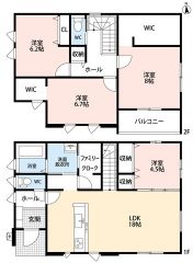 全居室収納スペース完備＾＾洗面室隣にファミリークローク付き。2階にウォークインクローゼット2箇所完備＾＾