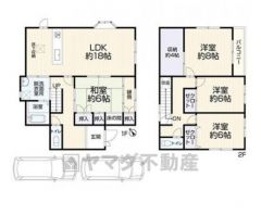 約18帖の広さを確保したＬＤＫは、和室と一体化して利用すると約24帖の大空間。水回りが1ヵ所に集中した家事導線に配慮した間取りです。