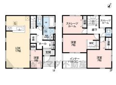 3ＬＤＫとストレージルーム2ヵ所でゆとりのある暮らしが実現。主寝室にはウォークインクローゼット付き。嬉しいインナーバルコニーです＾＾