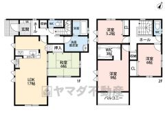 家具の配置がしやすい縦型リビングは3面採光で明るい空間。2階は洋室が3部屋あるので、お子様が大きくなっても安心ですね＾＾