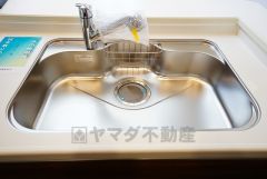 広々とした凸型シンクに洗剤ポケットを標準装備。大きなお鍋など洗いやすいです。
