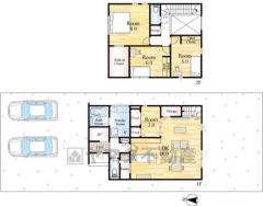 敷地面積約60坪＾＾とにかく収納力に優れた間取りです。1階はSICやパントリー、クローゼットなど収納スペース各所あり＾＾オールフローリング＾＾