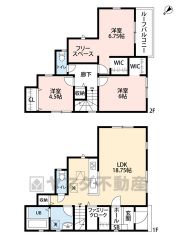 玄関横にファミリークロークがあるので、帰宅後すぐにアウターを収納できます。2階6.75帖にはフリースペース付き。デスクを設置して書斎として、収納スペースとして、様々な使い方が出来ます＾＾