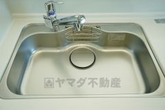 広々とした凸型シンクに洗剤ポケットを標準装備。大きなお鍋など洗いやすいです。 洗剤や石鹸、スポンジもすっきりできる収納付き。