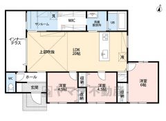 階段昇降がなく子育てしやすい平屋＾＾リビングは20帖の広々とした空間になっています。全居室収納付き＾＾