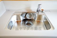 広々とした凸型シンクに洗剤ポケットを標準装備。大きなお鍋など洗いやすいです。