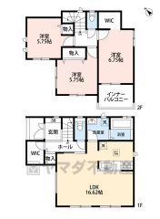 水回りが1ヵ所に集中した家事導線に配慮した間取りです。