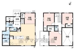 高さのある吹き抜けが、ワンランク上の住まいを演出します。ご家族と自然に顔を合わせられるリビングイン階段。2階は洋室が3部屋あるので、お子様が大きくなっても安心ですね＾＾